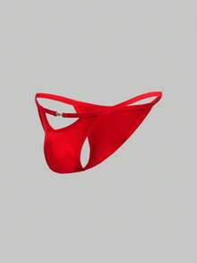 DrisQ Men's Sexy Solid Color Thong Underwear, Suitable For Valentine's Day - Red - View 3