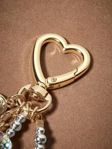 HARRY POTTER X SHEIN 时尚亚克力珠锌合金闪亮爱情魔药流苏钥匙扣，奢华精致包包挂饰、吊坠、纪念品、收藏品，金色和粉色，适合作为礼物、钱包、书包、背包、汽车配件，情人节、返校季必备