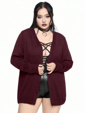 Plus Size Women Gothic Floral Snake Skin Embroidery Mesh Patchwork Thin Cardigan