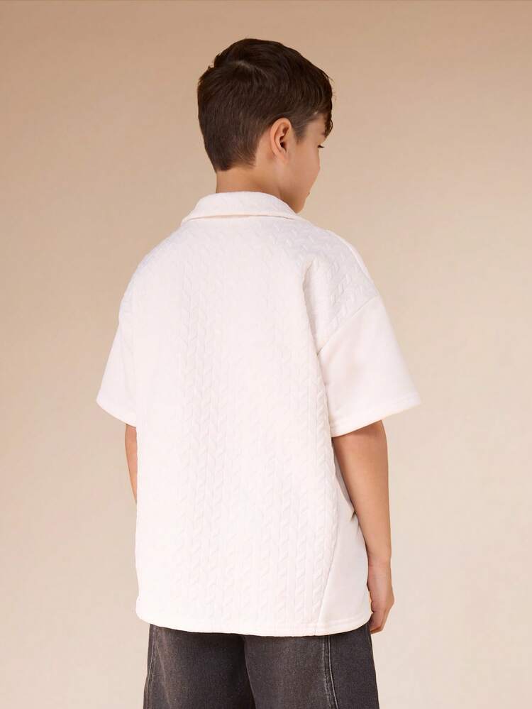 Textured Short Sleeve Polo With Collar