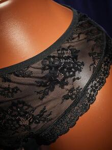 SpicyHot Quần lót ren cỡ lớn trang trí nơ, kiểu dáng gợi cảm, hở đáy, đồ lót nữ, sexy, ngày Valentine, đồ lót gợi cảm, quần lót ren sexy, quần lót nữ, quần lọt khe - màu đen - Xem 3