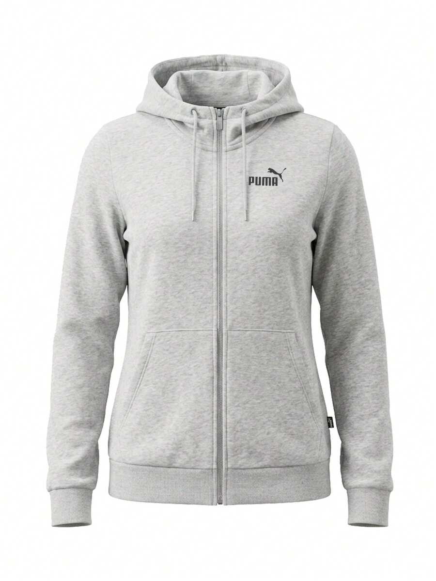 Puma Ess Small Logo Women's Full-Zip Hoodie White - Grey - View 1