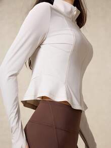 OutZeal 女士白色防晒夹克 夏季运动服 长袖上衣 防紫外线 凉爽触感 鱼尾下摆带拇指孔 - 白色 - 查看 4