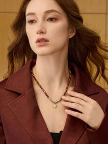 MOTF PREMIUM Women's Fashionable & Elegant Sun Pendant Necklace, Daily Wear - Multicolor - View 3