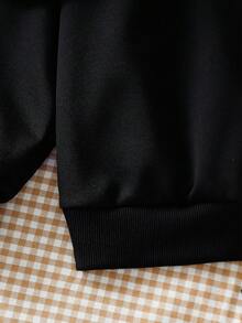 少女休闲街头风刺绣字母“1990”复古红色文字街头服饰Polo衫 - 黑色 - 查看 3