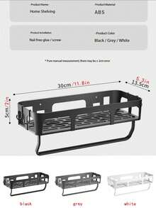 1pc Multi-Functional Kitchen Storage Rack, Stove Support, Household No-Drill Plastic Kitchen Storage Rack, Multi-Functional Wall-Mounted Spice Rack, Wall-Mounted Towel Rack (Boxed)