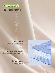 OutZeal Women Water-Resistant Hooded Drawstring Waist Zip Pocket Grey Outdoor Jacket Daily Casual - Apricot - View 6