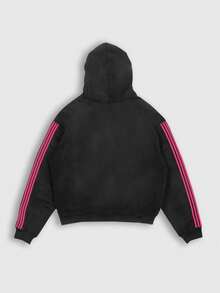 ROMWE MEN Street Life Áo hoodie nam dài tay, kiểu dáng thường ngày, phong cách đường phố, có khóa kéo, thích hợp cho mùa thu/đông. - màu đen - Xem 2