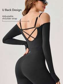 OutZeal Women Tummy Control Removable Pads Flared Strap Black Outdoor Jumpsuit Daily Casual - Black - View 3