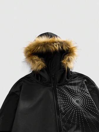 Men's Autumn/Winter Street Fashion Dark Style Faux Fur Collar Hooded Casual Jacket