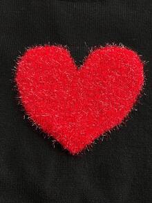 Vionelle Áo len dài tay họa tiết trái tim lấp lánh dành cho nữ cỡ lớn, thích hợp cho mùa Thu/Đông/Xuân. - màu đen - Xem 7