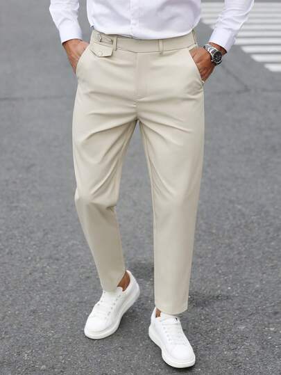 Manfinity Bizformal Pantalones de traje casuales y versátiles de unicolor para hombres