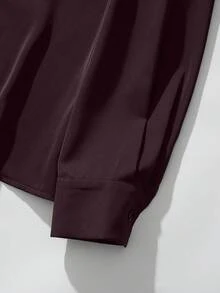 Franclia Áo kiểu dáng rộng rãi, cổ chữ V mới, phong cách thường ngày dành cho nữ. - Màu Đỏ Sâu - Xem 4