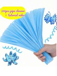 100/120/300pcs Blue Pipe Cleaners Craft Set With 1 Step-By-Step Video, 6 Colors, Chenille Stems For Creative DIY Art Projects, Thick & Soft Twists For Craft Bouquets, Gift Making, Home Decor Supplies - Multicolor - View 16