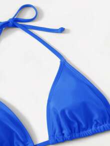 SHEIN Swim 2025 Solid Color Halter Twist Bikini Swimsuit