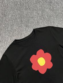 Men's Letter Print Round Neck Casual Versatile Short Sleeve T-ShirtBreathable And Comforte - Black 3 - View 5
