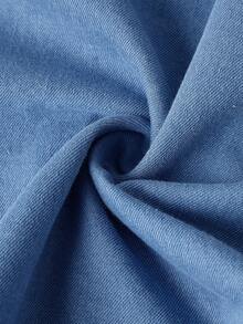 SHEIN MOD 大码休闲水洗牛仔吊带连衣裙 - 淺色水洗藍 - 查看 5