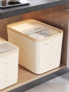 5/10/15kg Large Capacity Rice Flour Storage Container Thickened Push Pull Lid Airtight Kitchen Food Organization Box For Home Pantry Organization Storage Solutions Kitchen Essentials - transparent - View 6