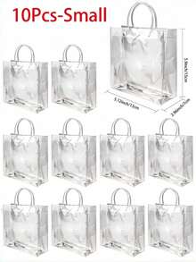 1/10/20 个装透明礼品袋，带提手，加厚可重复使用 PVC 透明收纳袋，适用于婚礼、派对回礼、购物袋，也适用于情人节、母亲节、毕业季、圣诞节、生日庆祝活动等场合。 - 彩色 - 查看 14