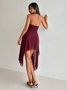 Aloruh Đầm midi không tay màu tím đỏ, mẫu đầm thanh lịch mới cho mùa xuân/hè. - Màu đỏ tím - Xem 3