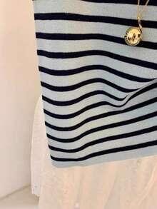 Resyla Women's Casual Sleeveless Striped Print Knit Top - Blue - View 4