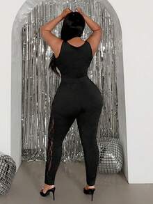 Slaydiva 大码优雅黑色圆拉链仿皮裤，秋冬款 - 黑色 - 查看 7