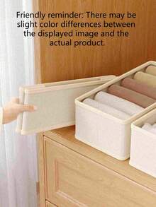1 chiếc hộp đựng quần áo, hộp đựng đồ lót, hộp đựng quần áo và tất, hộp đựng đồ lót, hộp đựng có thể gấp gọn, hộp chia ngăn quần áo, hộp phân loại có thể giặt, hộp đựng ngăn kéo, hộp đựng vải, lấy đồ chỉ bằng một cú nhấp chuột, gọn gàng và ngăn nắp, hộp đựng tiện lợi, hộp đựng đồ lót, hộp đựng tủ quần áo. - Màu be - Xem 4