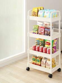 1SET Space Saving Sturdy Plastic No Tools Easy Assembly Multipurpose Mobile With Wheels Durable Structure Rolling Storage White Black Colors Sturdy Rolling Storage Cart Multipurpose Organizer Kitchen Bathroom Office Bedroom Home Commercial Use Bookshelf Function Home Organization Office Storage Space - Car Storage Rack/Black - View 11