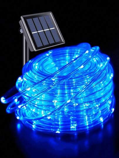 Vibrant Solar-Powered Outdoor Garden Tube Rope Lights, Blue Charm LED Landscape Decorative Lights, Fence Party Lights, 8 Flashing Modes, Pool Decorative Lights, Waterproof And Durable Material, Available, Suitable For Outdoor Garden Rope Light Decorations