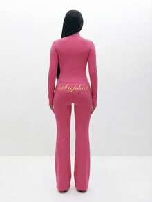 BABYPHAT Long Sleeve Zip Up Top With Text Print And Gold Accents Fitted Jacket For Casual Wear - Light Yellow - View 6