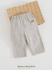 Cozy Pixies 男婴彩色条纹弹力腰休闲舒适裤 - 杏色 - 查看 6