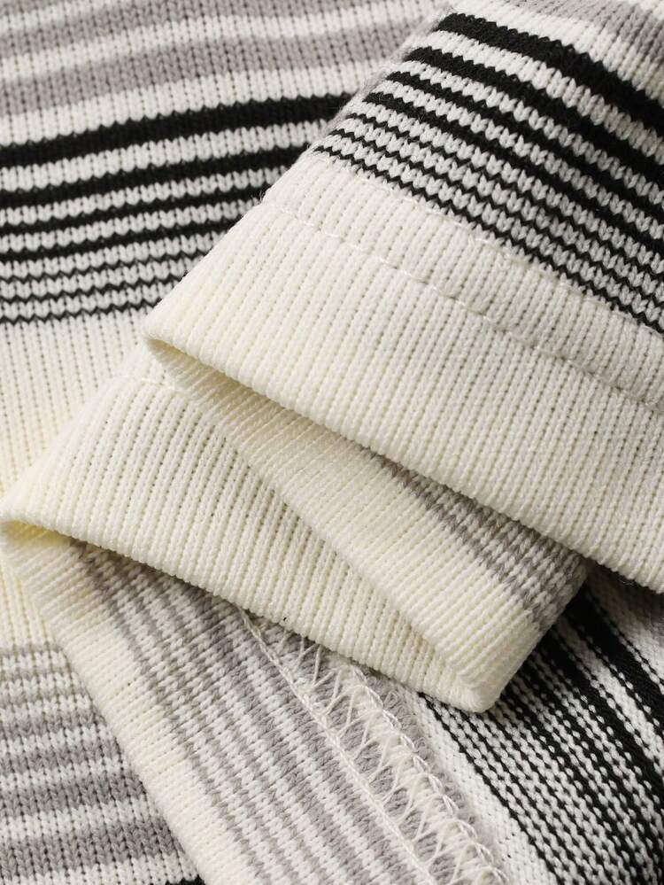 Men's Striped Crew Neck Long Sleeve Casual T-Shirt, Spring/Autumn