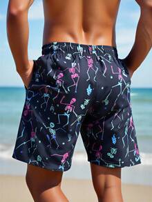 Manfinity Swimmode Men's Casual Printed Beach Shorts - Multicolor - View 5