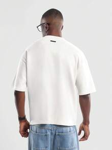 SUMWON Essential Regular Fit Premium Suede Crew Neck Short Sleeve Casual Everyday Comfort Basic Tee For Relaxed Weekend Summer Spring Style Plain - White - View 2