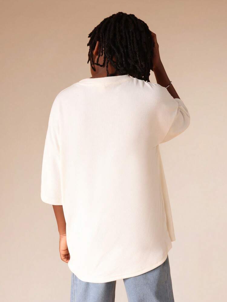 Oversized Crew Neck Tee With Logo