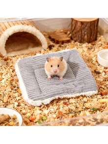 1 pieza Tamaño S/M Cama nido con patrón de rayas/de seda de frijol para enfriamiento/calentamiento de hámster, ardilla y planeador, adecuada para mascotas pequeñas durante todo el año, no se permite lavar a máquina - Multicolor - Ver 3