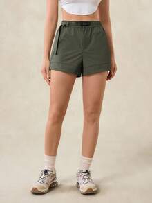 OutZeal Pantalones cortos para mujer para exteriores, de verano, de uso diario y casual, resistentes al agua, de corte slim, con cinturón ajustable y bolsillo de carga - Verde militar - Ver 8