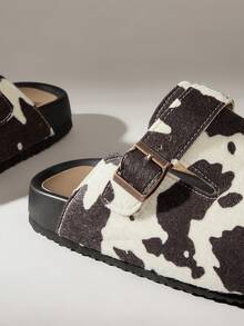 Solecia Women's Autumn/Casual Flat Shoes With Cow Pattern And Buckle Design Spring Shoes Spring Break Easter - Cow brown - View 5