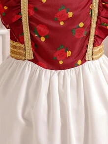 SHEIN Robe d'été décontractée pour jeune fille à imprimé floral blocs de couleurs - Nude - Voir 8