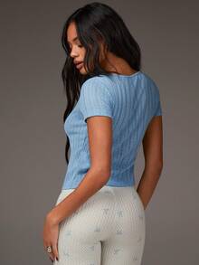 Athîral 女士休闲蓝色纽扣衬衫 - 藍色 - 查看 2