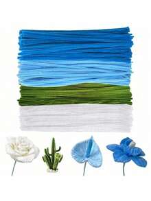 100/120/300pcs Blue Pipe Cleaners Craft Set With 1 Step-By-Step Video, 6 Colors, Chenille Stems For Creative DIY Art Projects, Thick & Soft Twists For Craft Bouquets, Gift Making, Home Decor Supplies - Multicolor - View 14