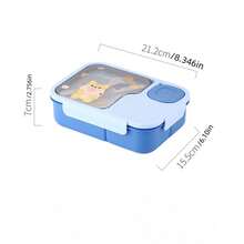 1个卡通可爱带隔层的大容量午餐盒，配有蘸酱盒、米饭餐具，午餐盒可微波加热 - 彩色 - 查看 7