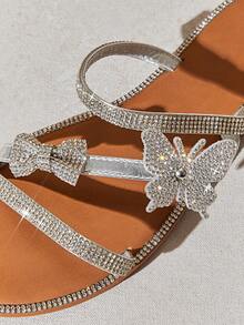 SHUZIA #CitySpark Women's Crystal Butterfly Multi-Strap Silver Sandals – Luxe, Modern & Statement-Making - Silver - View 7
