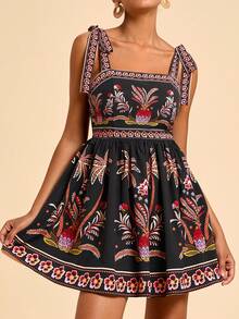 Travachic 女士度假印花梭织迷你连衣裙 - 彩色 - 查看 4