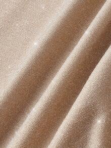 SHEIN MOD Váy cổ cao màu Champagne - Rượu sâm banh - Xem 4