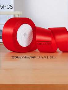 1 / 5PCS Colorful Satin Ribbon For Gift Wrapping Artificial Rose Making DIY Craft Wedding Party Celebration Holiday Decorative Ribbon Special Occasions Home Decor Craft Supply - Red - View 21