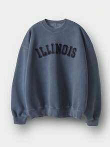 DAZY 男士字母刺绣短款圆领卫衣，保暖内衬，秋冬款