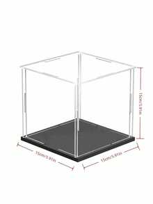 1 件装透明亚克力展示盒防尘保护盒,适用于花卉、摆件、收藏品、家居装饰展示架收纳整理 - 黑色 - 查看 3