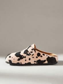 Solecia Women's Cow Pattern Buckle Design Casual Slip-On Mules - Apricot - View 3