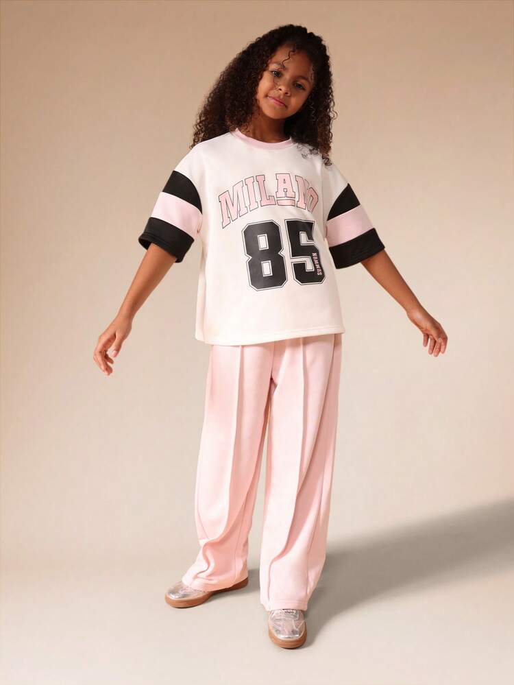 Completo t-shirt e pantaloni palazzo della Milano Varsity